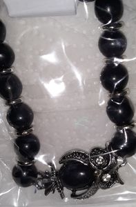 Bracelets Owl silver rhinestone eyes Bracelet Casual Semi prec crackle b…